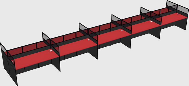 Shared rectangular cubicle