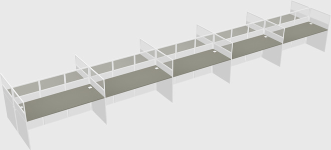 Shared rectangular cubicle