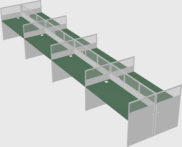 Shared rectangular cubicle