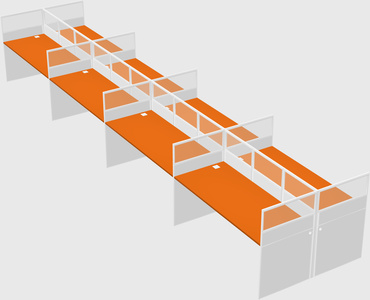 Shared rectangular cubicle