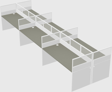 Shared rectangular cubicle