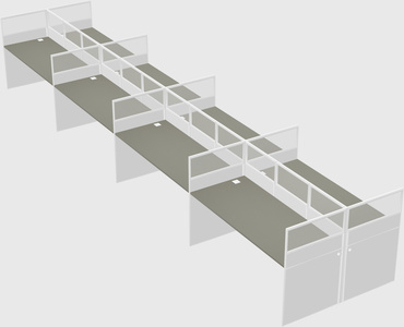 Shared rectangular cubicle