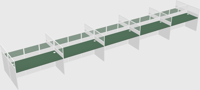 Shared rectangular cubicle