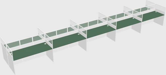 Shared rectangular cubicle