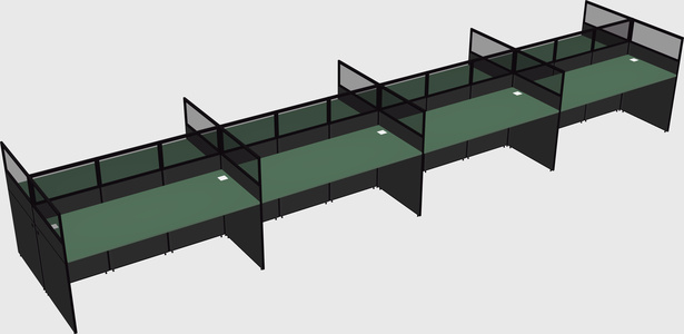 Shared rectangular cubicle