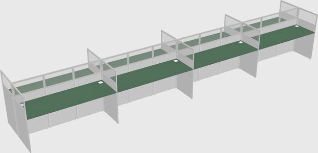 Shared rectangular cubicle