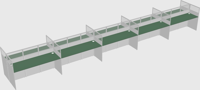 Shared rectangular cubicle