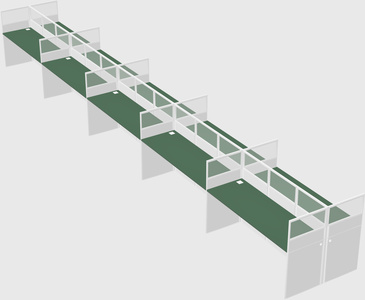 Shared rectangular cubicle