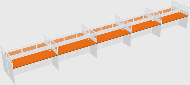 Shared rectangular cubicle