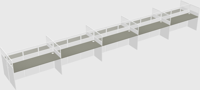 Shared rectangular cubicle