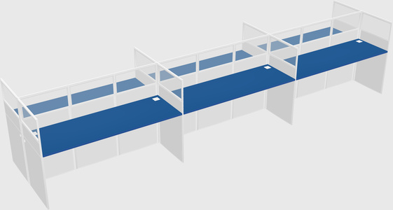 Shared rectangular cubicle