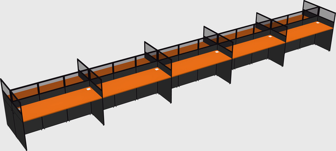 Shared rectangular cubicle