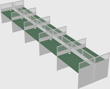 Shared rectangular cubicle