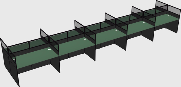 Shared rectangular cubicle