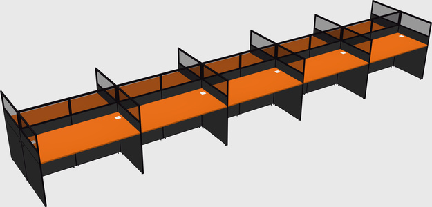 Shared rectangular cubicle