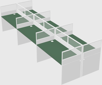 Shared rectangular cubicle