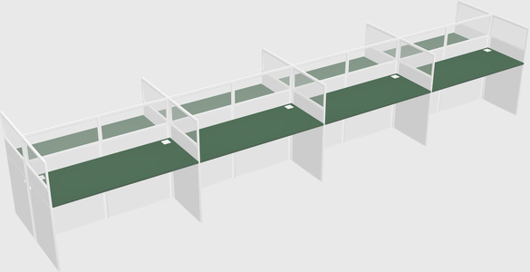 Shared rectangular cubicle