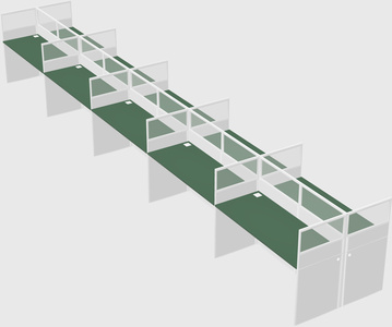 Shared rectangular cubicle