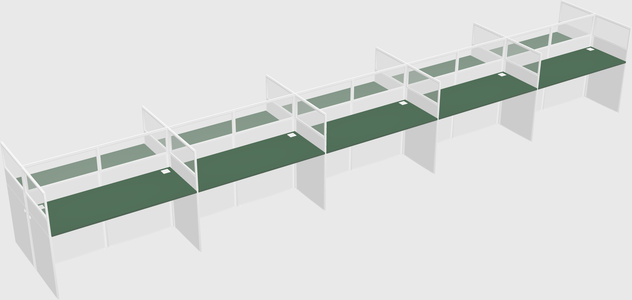 Shared rectangular cubicle