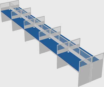 Shared rectangular cubicle