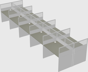 Shared rectangular cubicle