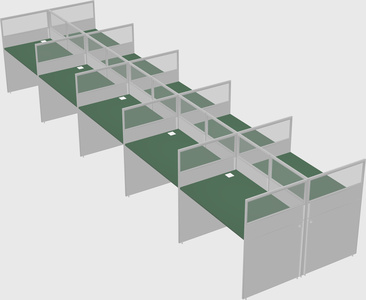 Shared rectangular cubicle