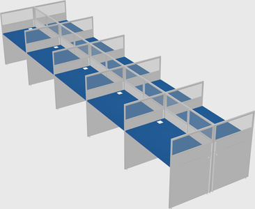 Shared rectangular cubicle