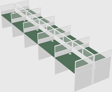 Shared rectangular cubicle