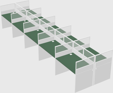 Shared rectangular cubicle