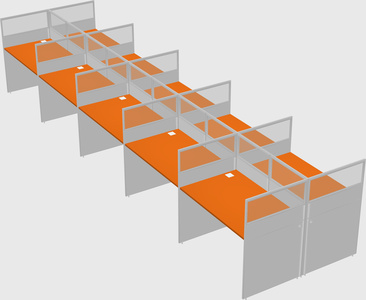 Shared rectangular cubicle