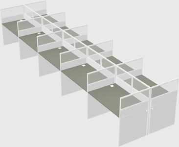 Shared rectangular cubicle