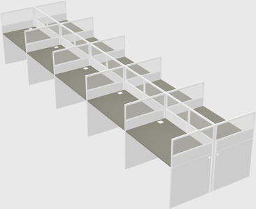 Shared rectangular cubicle
