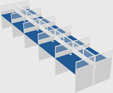 Shared rectangular cubicle