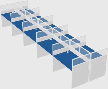 Shared rectangular cubicle
