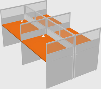 Shared rectangular cubicle