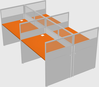 Shared rectangular cubicle