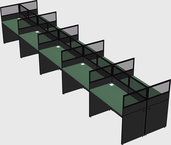 Shared rectangular cubicle