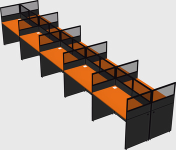 Shared rectangular cubicle