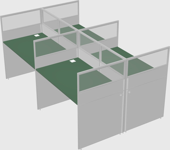 Shared rectangular cubicle