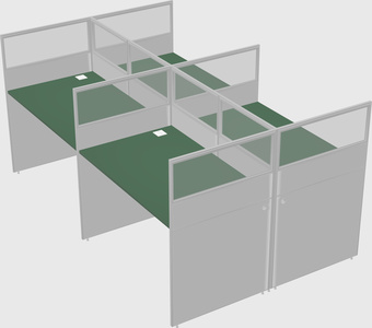 Shared rectangular cubicle