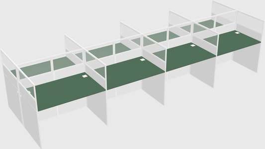 Shared rectangular cubicle