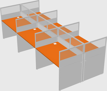 Shared rectangular cubicle
