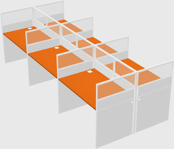Shared rectangular cubicle