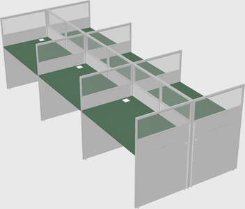 Shared rectangular cubicle