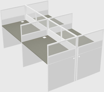 Shared rectangular cubicle