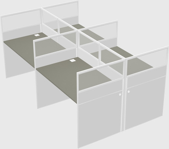 Shared rectangular cubicle