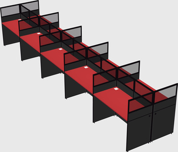 Shared rectangular cubicle