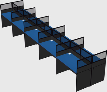 Shared rectangular cubicle
