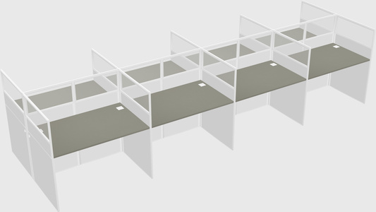 Shared rectangular cubicle