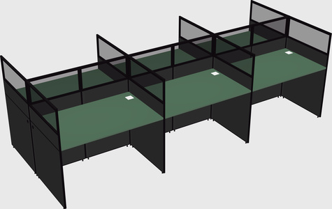 Shared rectangular cubicle